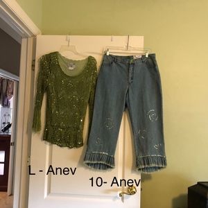 Crocheted top $ sequin pants